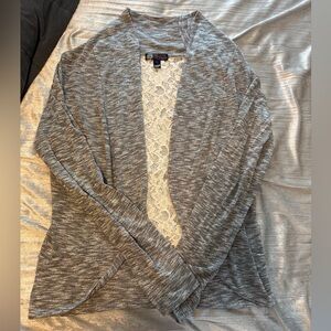 Urban Outfitters Gray and White Lace Cardigan